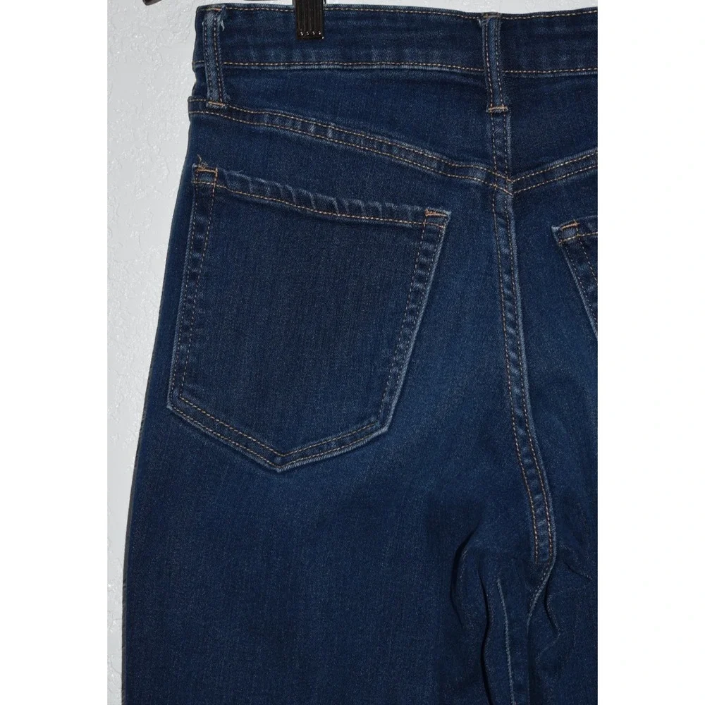 Old Navy Women 4 Loose‎ Jeans Long Wide Leg High Rise Blue Denim Cotton Stretch
